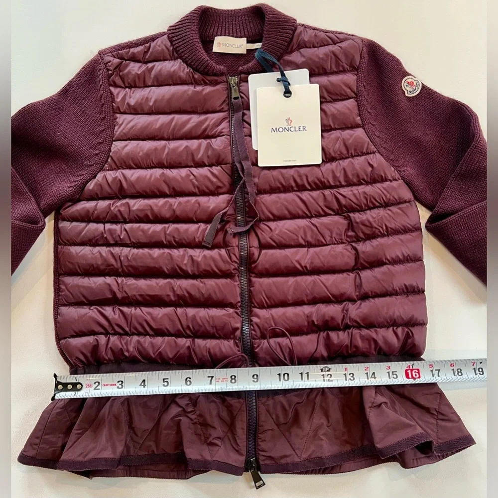 Moncler Burgundy Lightweight Puffer Cardigan Size Small - Picture 9 of 11